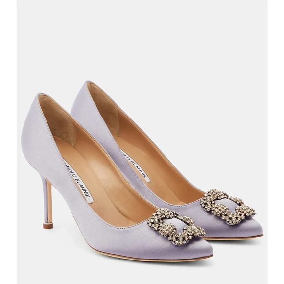 Manolo Blahnik Hangisi Satin Pump Lilac Purple Size 9 - Picture 1 of 13